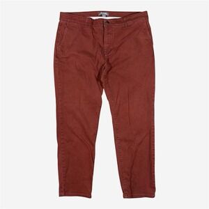 Ash & Erie Chino Pants Mens 38x29(28) Dark Red Stretch Twill Everyday Casual